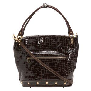 MARINO ORLANDI Made In Italy Patent Leather Crocodile Handbag
